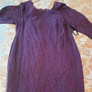 Adrianna Papell Purple Beaded Cocktail Dress